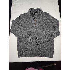 IZOD Mens Medium Sweater Pullover Long Sleeve Cable Knit Mock Neck Gray